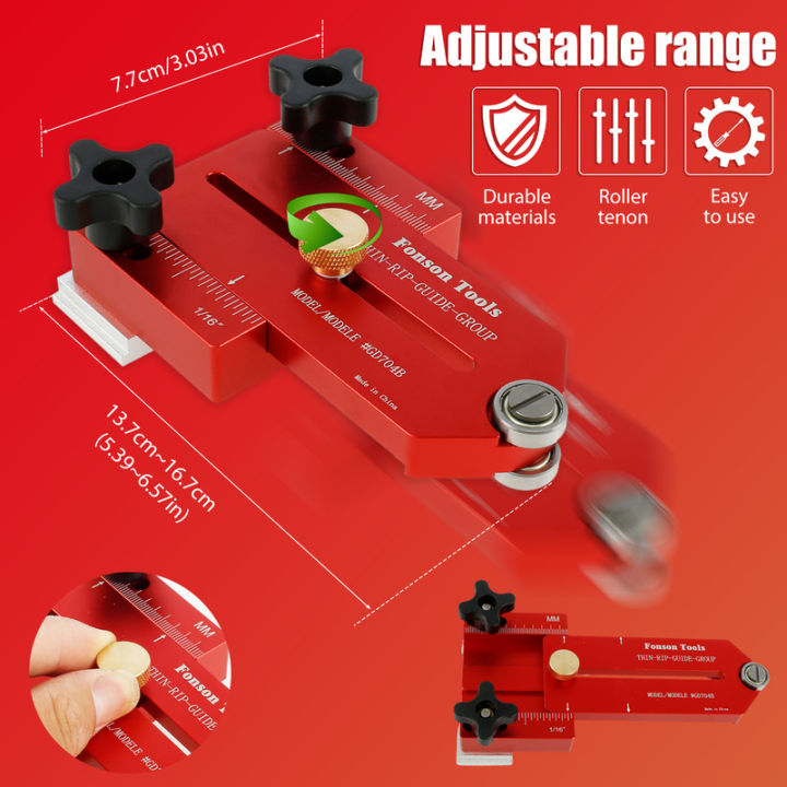 งานไม้บางๆ-rip-tablesaw-jig-ทนทานเครื่องมือไกด์นำตัดแผ่นกระดานหัดเขียนของเด็กอะลูมินัมอัลลอยบางตัดโต๊ะเลื่อยจิ๊กคำแนะนำในการตัดบางโต๊ะเลื่อยสำหรับงานไม้คู่มือ