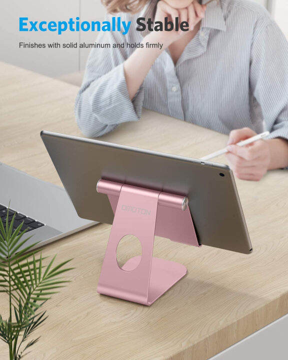 omoton-tablet-stand-holder-adjustable-t1-desktop-aluminum-tablet-dock-cradle-accessories-compatible-with-ipad-air-mini-ipad-10-2-9-7-ipad-pro-11-12-9-samsung-tab-and-more-rose-gold