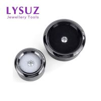 Round Metal Loose Diamond Gemstone Box Jewelry Storage Display Black and White Sponge Portable Small Transparent Show Case