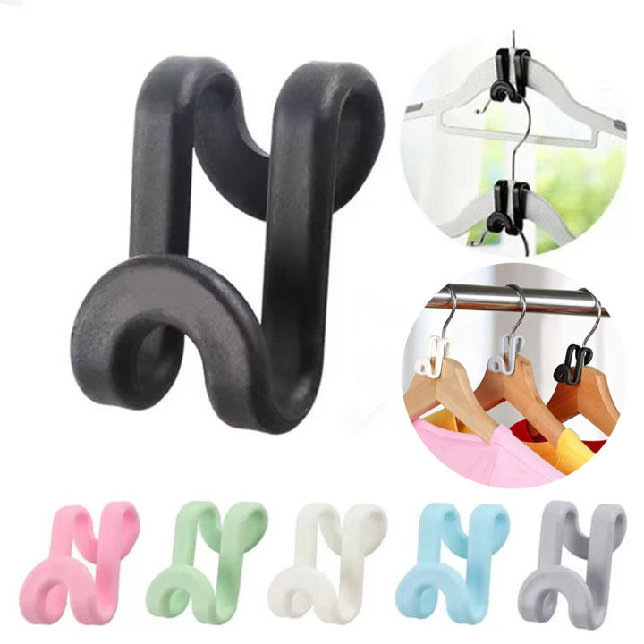 10 PCS Clothes Hanger Connector Hooks Shaped Space Saving Hanger