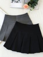 ZOKI Vintage Gray Pleated Skirt Women Kawaii High Waist Mini Skirts Korean Fashion School Uniform Harajuku Streetwear Spring