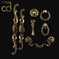 ✖™℗ Super generation of European drawer handle green bronze cabinet door small American archaize furniture shake handshandle puckering dark