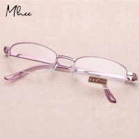 2021 Women Thin Frame Half Frame Metal Alloy Anti-fatigue Reading Glasses High Quality Purple Presbyopic Glasses 1.0 To