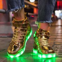 Designer 25-47 USB Charging Glowing Sneakers Children Adult Ankle Boots Led Casual Luminous Light Shoes for Boys Girls Men Women