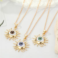 เรซิ่น Sun Evil Eye จี้สร้อยคอผู้หญิงใหม่ขนตาสีตุรกี Blue Eye เสื้อกันหนาว Clavicle Chain งานแต่งงานเครื่องประดับ