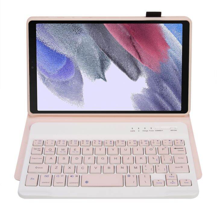 เคสมีที่ยึดหนังแป้นพิมพ์บลูทูธ-a220สีลูกอม-tpu-สำหรับซัมซุงกาแล็กซีแท็บ-a7-lite-8-7-t220-t225-สีชมพู