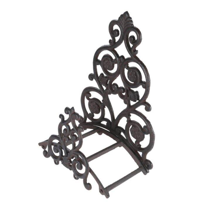Cast Iron Hose Holder Garden Water Pipe Rack Antique Rusty Finish Shelf