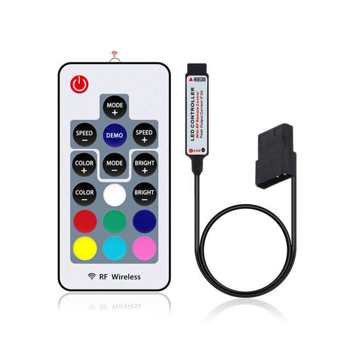 Computer DC 12V 4 Pin RGB LED Strip Light Dimmer Wireless RF 17 Keys