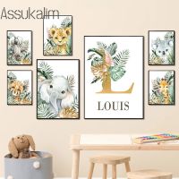 Custom Name Wall Posters Elephant Wall Pictures  Animal Art Prints Nordic Poster Nursery Canvas Painting Baby Kids Room Decor Wall Décor