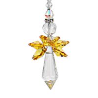 H &amp; D Giallo Angelo Di Cristallo Satcher Accatura Di Cristallo Prismi Sun Catchers Pendente Di Guarigione เครื่องประดับตกแต่ง Regalo Per La Decorazione Domestica