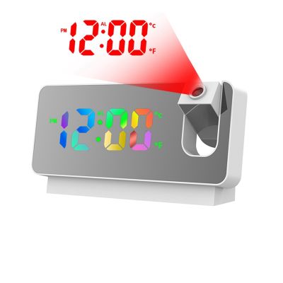 180° Rotation Mute Electronic Clock Projection Alarm Clock Ceiling Projector Alarm Clock for Bedroom Black