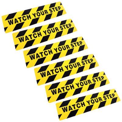 Watch Your Step Floor Decals Stickers 6X24 Inch Warning Sign Sticker Floor Tape Anti Slip Abrasive Adhesive Tape Decal