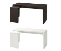 IKEA MALM มาล์ม โต๊ะทำงาน+โต๊ะเสริมมีล้อเลื่อน (151x65 ซม.)