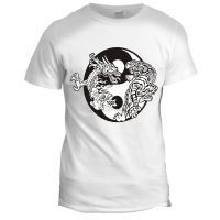 Yin Yang Dragon เสื้อยืดผู้ชาย,เสื้อยืดของขวัญคริสต์มาส100% สร้างความภาคภูมิใจในการต่อสู้ของเสือญี่ปุ่น