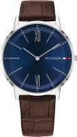 Tommy Hilfiger Mens Quartz Stainless Steel and Leather Strap Dressy Watch, Color: Brown (Model: 1791514)