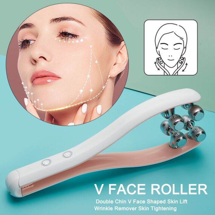 Face Roller Massager Ems Facial Lifting Rf Double Chin V Face Shaped Jaw Cheek Skin Lift Massage