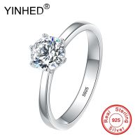 【⊕Good quality⊕】 suncila Yinhed 100% 925เงินสเตอร์ลิงแหวนแต่งงานสำหรับผู้หญิง6 Claw 1กะรัตจำลองแหวนแหวนเพชรเดี่ยว Zr691