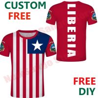 เสื้อยืด Liberia สำหรับผู้ชายเสื้อยืดออกแบบเองได้ฟรีเสื้อยืดส่วนตัวทำจากธงชาติเสื้อผ้าดีไซน์ตัวเลขโลโก้ชื่อ