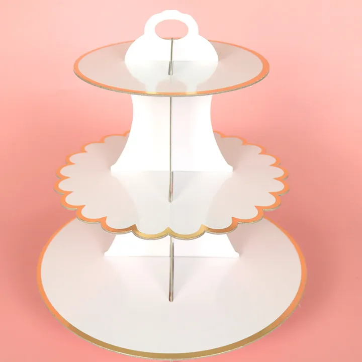 Colorful 3 Tier Cardboard Cake Stand Afternoon Tea Wedding Plates Birthday Party Decoration Stands Lazada Ph