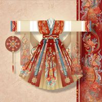 Spot parcel post The Beauty of Chen ( Jinmi ) Original Womens Han Chinese Clothing Tang System Beizi Cross Collar Short Shirt Pleated Skirt Improved Spring and Summer Daily Ribbon