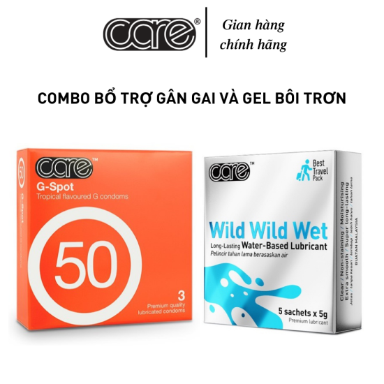 Combo bao cao su gân gai care 50 hương dâu 3 bcs gân gai và hộp 5 gel bôi - ảnh sản phẩm 1