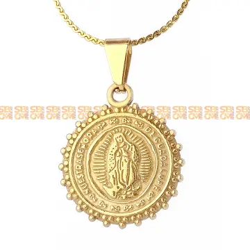 14K Gold Plated Our Lady of Guadalupe Necklace Oval CZ Pendant & Chain  Virgen | eBay