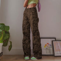 Feiernan Harajuku Y2k Straight Pants Women Heart Print Low Waist Female Trousers 2022 Fashion Baggy Wide Leg Full Length Bottoms