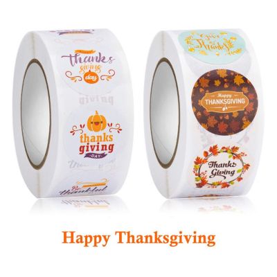 500 Pcs Thanksgiving Stickers Decorative Cartoon Pumpkin Turkey Thank You Sealing Stickers for Gift Box Envelope Packaging Label Stickers Labels