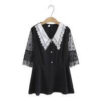 【มีไซส์ใหญ่】Plus Size Womens XL-5XL Half Sleeve Summer Blouses Lace Embroidery V-neck Female Tops