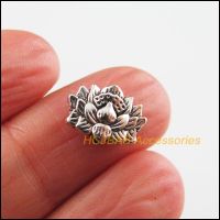 30 New Lotus Charms Tibetan Silver Color Flower Spacer Beads 8.5x12mm