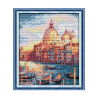 ◈❃✑ Venice Water City cross stitch kit aida 14ct 11ct count printed canvas stitches embroidery DIY handmade needlework