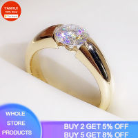 With Certificate 925 Solid Silver Simple Round Clear CZ Charm Gold Color Finger Rings For Women Men Wedding Engagement Jewelry