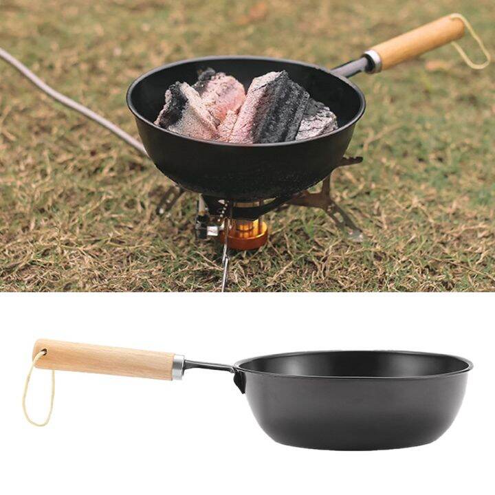 Charcoal Cooking Pot Burning Stove W/ Safe Wood Handle Outdoor Cooking