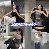 Zero shop?พร้อมส่ง? (Zero-FY2322) เสื้อกล้ามสายคาด ข้างเดียวมีฟองน้ำ เชือกถักด้านข้าง -C