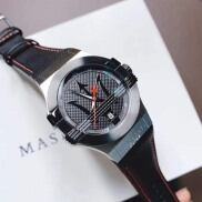 ĐỒNG HỒ NAM MASERATI POTENZA BLACK DIAL BLACK LEATHER WATCH