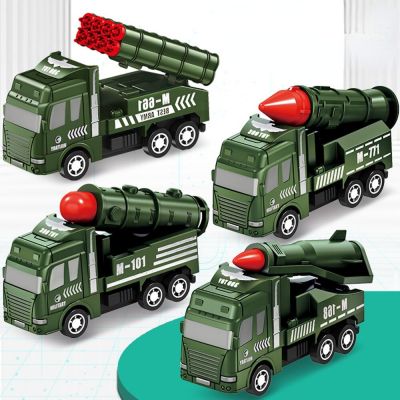 4Pcs Kids Toy Car Simulation Pull Back Engineering Vehicle Inertia Military Truck Fire Engine Model Boys Toys for Children Gifts