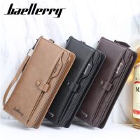 （Layor wallet）  Baellerry ธุรกิจย้อนยุคในยุโรปและอเมริกาผู้ชาย39; S กระเป๋าสตางค์ความจุขนาดใหญ่มัลติฟังก์ชั่ยาวซิปกระเป๋าโทรศัพท์มือถือคลัทช์