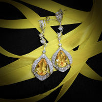 LUCKY ตุ๊กตาใหม่เลียนแบบธรรมชาติ Topaz ต่างหู Drop Pear-Shaped High Carbon Diamond ต่างหูต่างหู Earrings