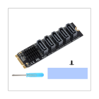 M.2 NGFF SATA to 5-Port SATA3 Expansion Card Aluminum Expansion Card JM582 Master Chip with Aluminum Alloy Heat Sink Drive Free Support SATA PM