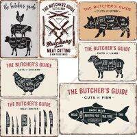 The Butcher S Guide ตัดไก่/หมู/เนื้อวัว/ตุรกี Retro Vintage แผ่นโลหะตกแต่ง-โปสเตอร์โลหะป้ายดีบุกสำหรับ Butchery