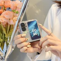 เคส Samsung Galaxy ฝาพับ4 Z พลิก3 Flip4 5G เคสแฟชั่นแบบบางมีสไตล์แวววาวหินอ่อนโครเมี่ยม