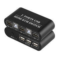 HDMI KVM Switch 2 Port Box Share 2 PCs with One Monitor 4K30Hz with USB2.0 Support Keyboard and Mouse Connections