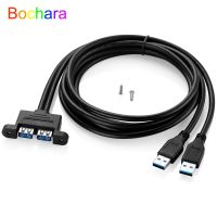 Bochara kabel ekstensi pria ke wanita kabel ekstensi USB ganda 3.0 pria ke Wanita dengan dudukan Panel sekrup Foil terlindung 30cm 50cm 1m 1.5m 2m