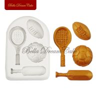 Tennis Racket/Football Silicone Mold Cupcake Topper Fondant Molds Candy Chocolate Gumpaste Mould Cake Decorating Tools Bakeware Bread Cake  Cookie Acc