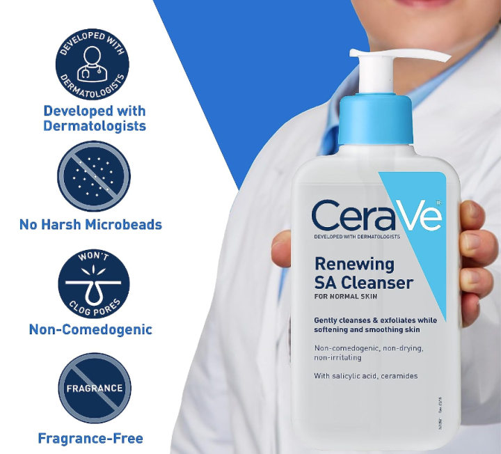 CeraVe SA Cleanser Salicylic Acid Cleanser with Hyaluronic Acid