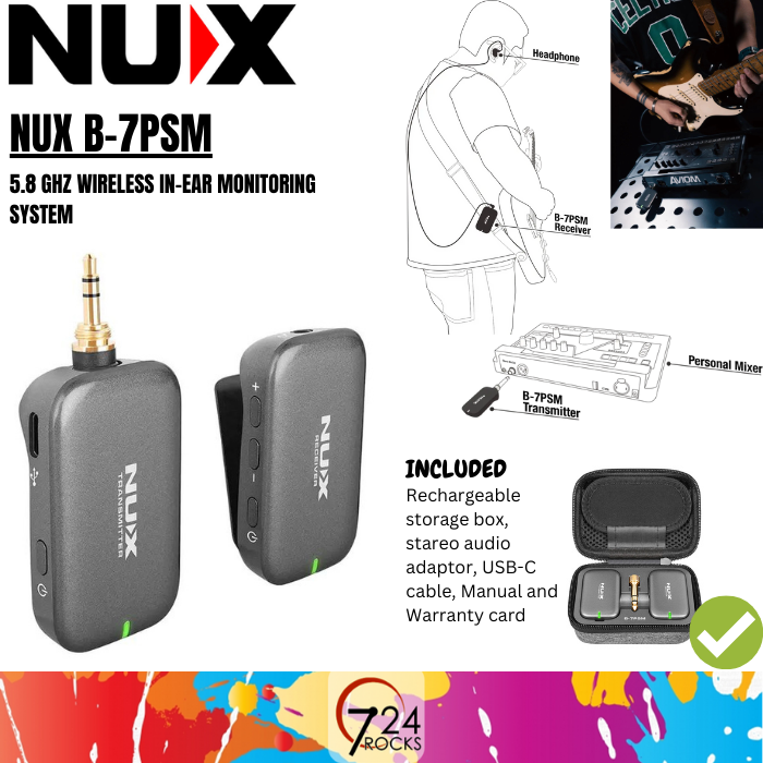 NUX Wireless System NUX NUX B-7PSM 5.8 GHz Wireless In-Ear Monitoring ...