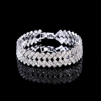 Fashion Crystal Bracelet for Women Wedding Bangle Hand Jewelry Multi-Layer Bridal Rhinestone Bracelet