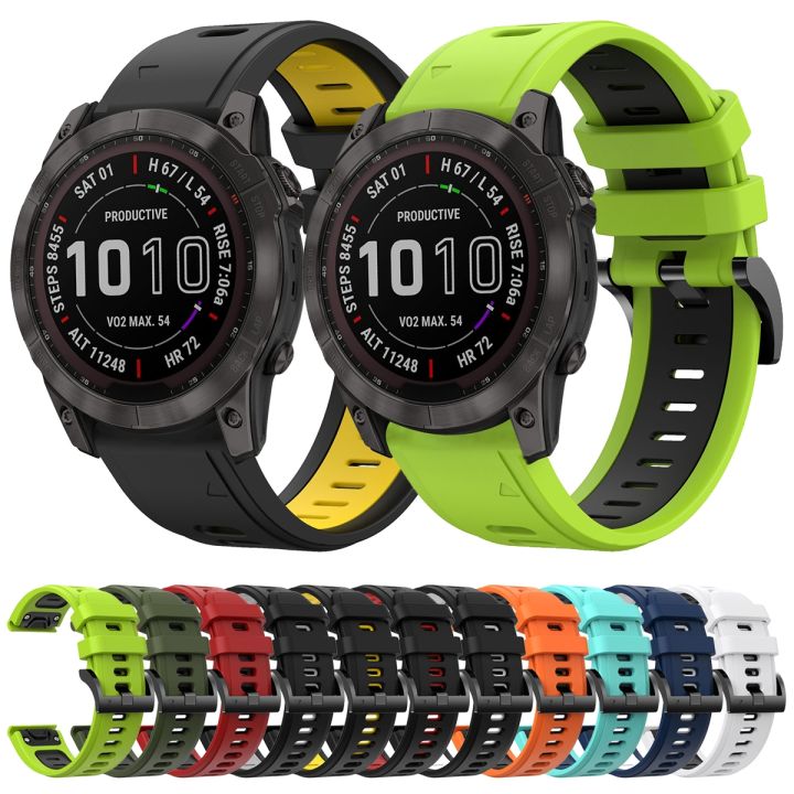 สำหรับ-garmin-fenix-7x-แสงอาทิตย์26มิลลิเมตรสองสีซิลิโคนกีฬาสายนาฬิกาข้อมือ-สีขาว-สีดำ-ขายเอง