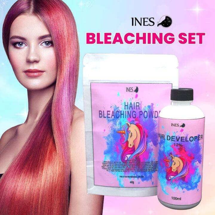 INES BLEACHING SET (1 HAIR DEVELOPER & 1 BLEACHING POWDER) Hair dye