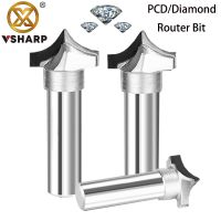 Vsharp PCD Point Cutting Round Over Bit Diamond Cutting Cabinet ประตูแกะสลักแกะสลักเครื่องตัดมิลลิ่ง Longlife สําหรับไม้อัด MDF